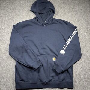 Carhartt Men's 2XL Loose Fit Navy Blue Hoodie Pullover Sweatshirt